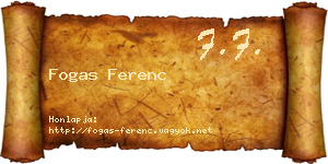 Fogas Ferenc névjegykártya